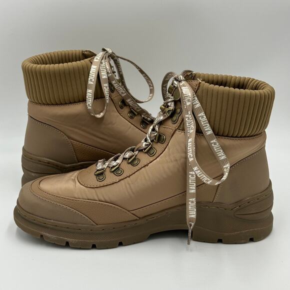 Vintage Y2K Nautica Lace Up Sabra Ankle Boots Booties Combat Tan Womens Size 8.5 - Picture 12 of 16